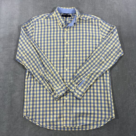 Tommy Hilfiger Men's Medium Yellow Plaid‎ Button Down Shirt - Picture 1 of 7